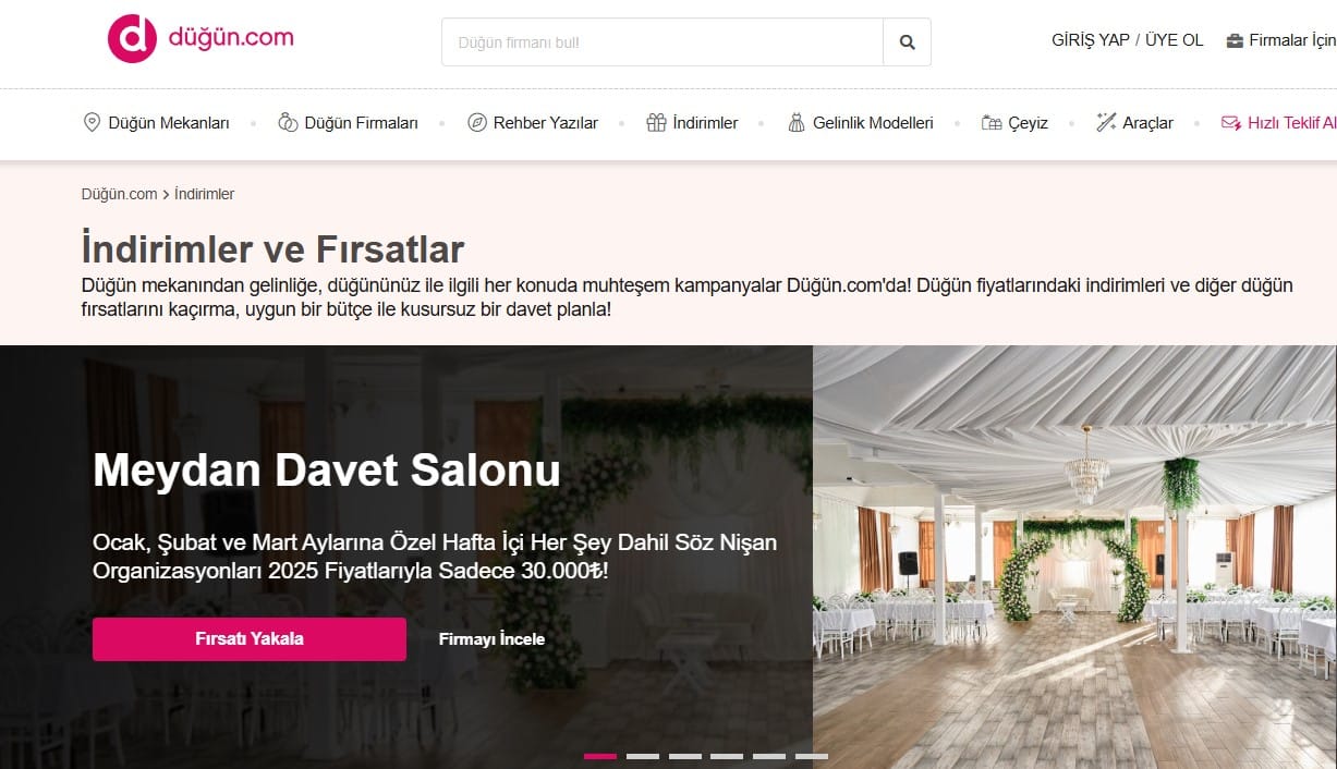 Düğünlerinizde yüzde 40 indirim Fırsatı
