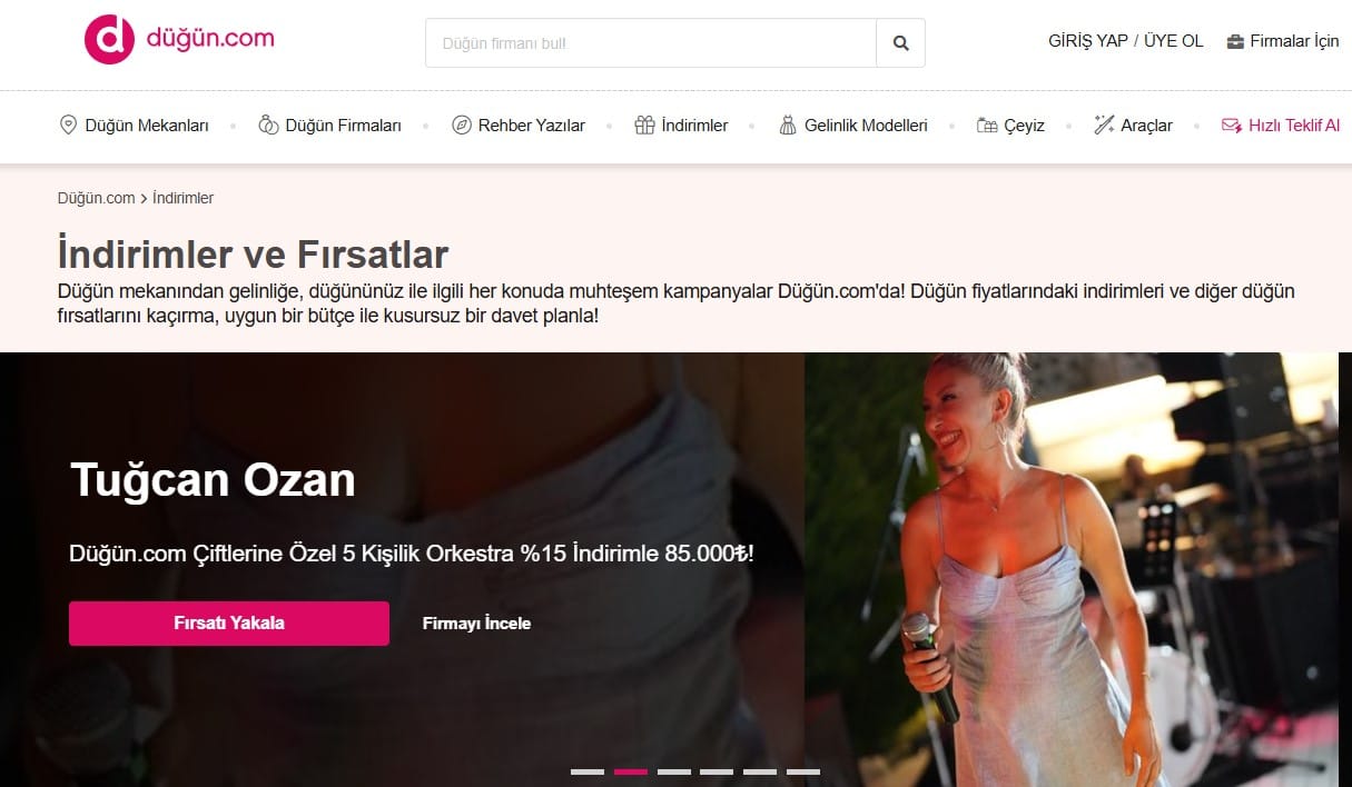 Düğünlerinizde yüzde 40 indirim Fırsatı