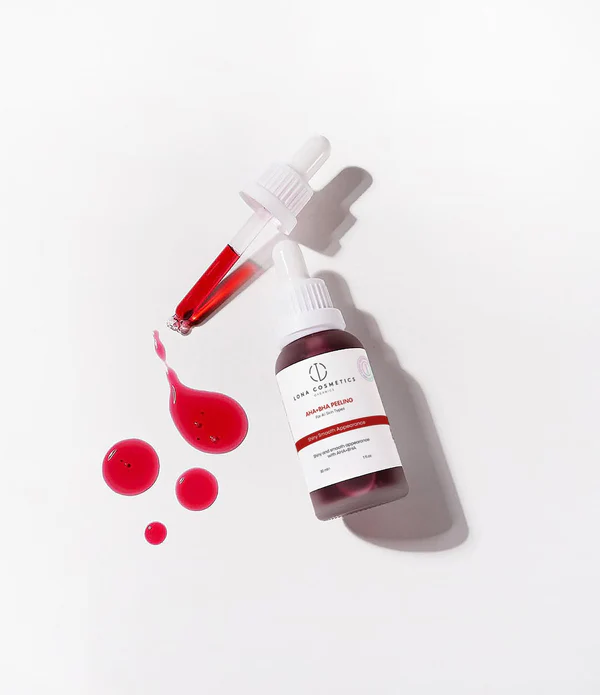AHA BHA Kırmızı Peeling Serum Işıltılı Görünüm